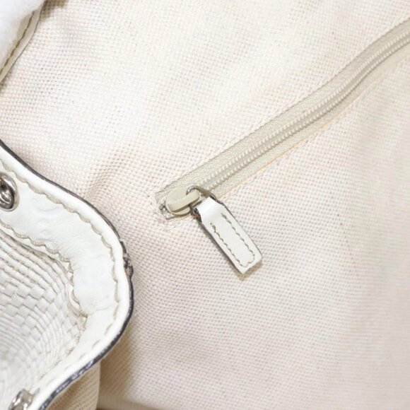 GUCCI Hand Bag Raffia Silver White Auth - Picture 13 of 16